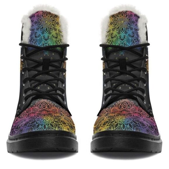 🌙 YES WE VIBE Sun & Moon Rainbow Combat Boots – Size 9 – NWOT 🌈 - Picture 4 of 9